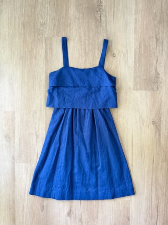 Sezane Dresses & Skirts - Sezane Blue Linen Tiered Mini Dress Sz 36